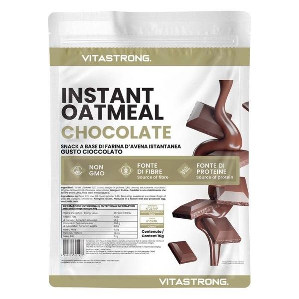 Vitastrong Farina Di Avena Choco 1 Kg - Farina Di Avena Al Cioccolato Per Colazione, Porridge, Cottura Al Forno E Frullati, Ricca Di Fibre E Proteine-image