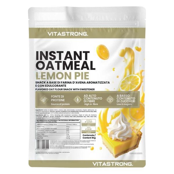 Vitastrong Oatmeal Lemon Pie 1 Kg - Farina D'avena Al Limone Per Colazione, Porridge, Cottura Al Forno E Frullati, Ricca Di Fibre-image