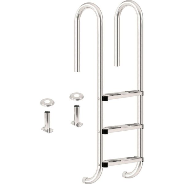 Scaletta Per Piscina Zelsius In Acciaio Inox Con 3 Gradini, 50 X 26,5 X 132 Cm, Con Protezione Antiscivolo, Ingresso Piscina-image