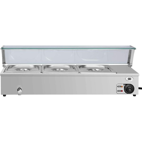 Vidaxl Scaldavivande Gn A Bagnomaria In Acciaio Inox 3 Contenitori Gn 1/2-image