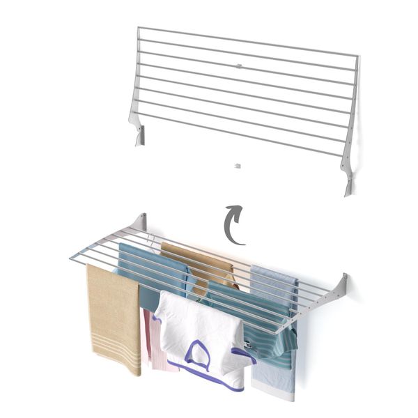 Stendibiancheria Da Parete, Stendibiancheria Da Parete, Stendibiancheria Chiudibile Per Interni Ed Esterni In Alluminio E Acciaio, Foxydry Fold 120 Cm-image