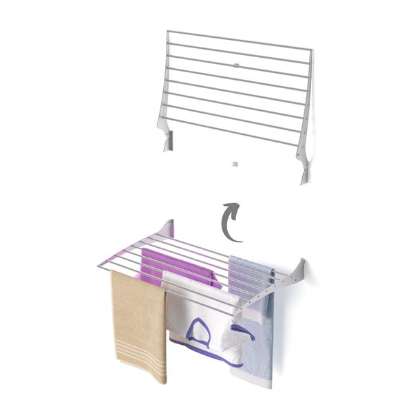 Stendibiancheria Da Parete, Stendibiancheria Da Parete, Stendibiancheria Chiudibile Per Interni Ed Esterni In Alluminio E Acciaio, Foxydry Fold 80 Cm-image