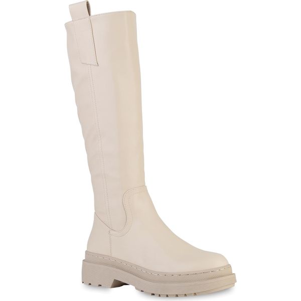 Van Hill Stivali Classici Leggermente Foderati Da Donna Scarpe Con Suola Profilata 839376, Colore: Beige, Taglia: 36-image