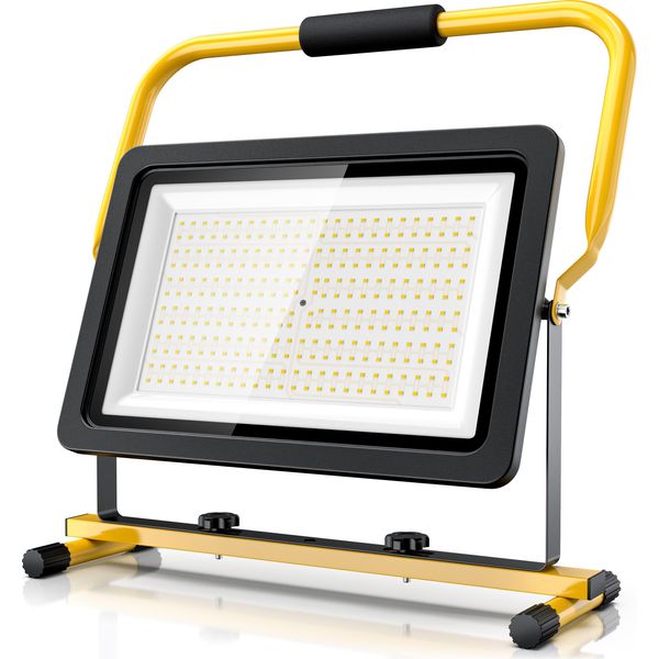 Brandson 200W Led - Faretto Da Lavoro - Faretto Da Costruzione - Supporto E Maniglia Per Il Trasporto - 16000 Lumen - Cavo Di Alimentazione Da 4 M - Alloggiamento In Metallo - IP65-image