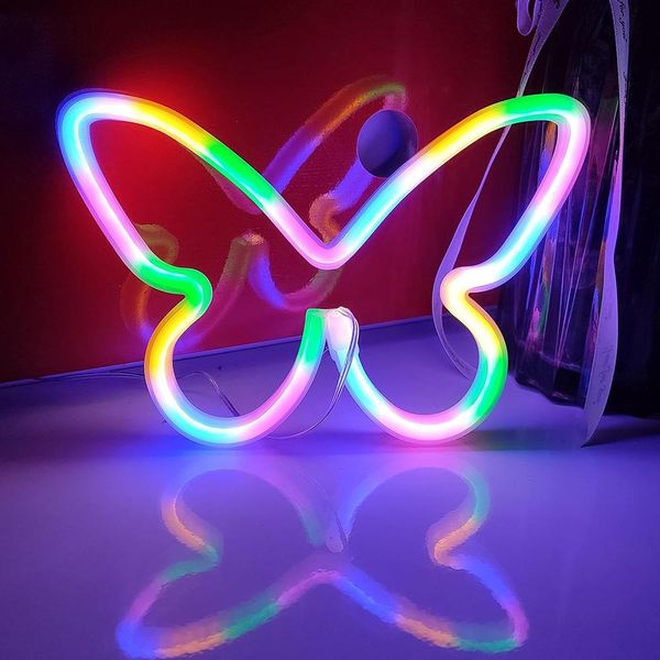 Farfalla Deco Led Decorazione Murale Al Neon, Luce Notturna Per Natale Ragazze Regalo Di Compleanno Soggiorno Camera Da Letto Decorazione Da Parete-image