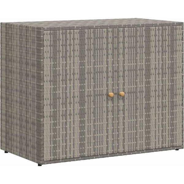 Vidaxl Armadio Da Giardino Grigio 100X55,5X80 Cm In Poly Rattan-image