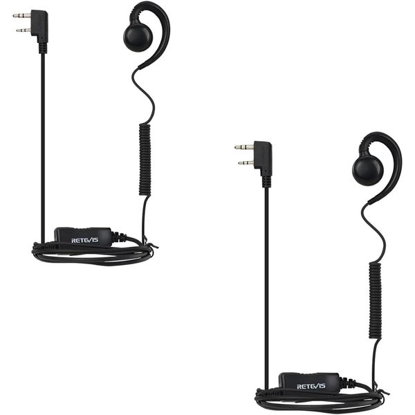 Auricolari Radio Retevis Con Microfono, Bobina Retrattile, Compatibili RT24, RT27, RT22, RT622, RT617, RT618, RT619, 2 Poli, Auricolari Per Walkie-Talkie (2 Pezzi)-image