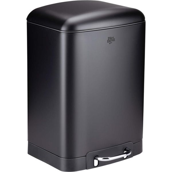 Cestino A Pedale Dirt Devil 12L - Cestino Da Cucina Con Chiusura Ammortizzata - Cestino In Acciaio Inox - Cestino Interno Rimovibile - 27,5 X 25,5 X 40,2 Cm - Nero-image