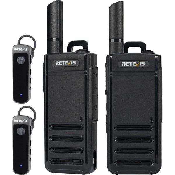 Retevis RB639P Walkie-Talkie, Radio PMR446 Con Auricolare Senza Fili, Type-C, Walkie-Talkie Vox Portatile Per Campeggio, Scuola (Nero, 2 Pezzi)-image