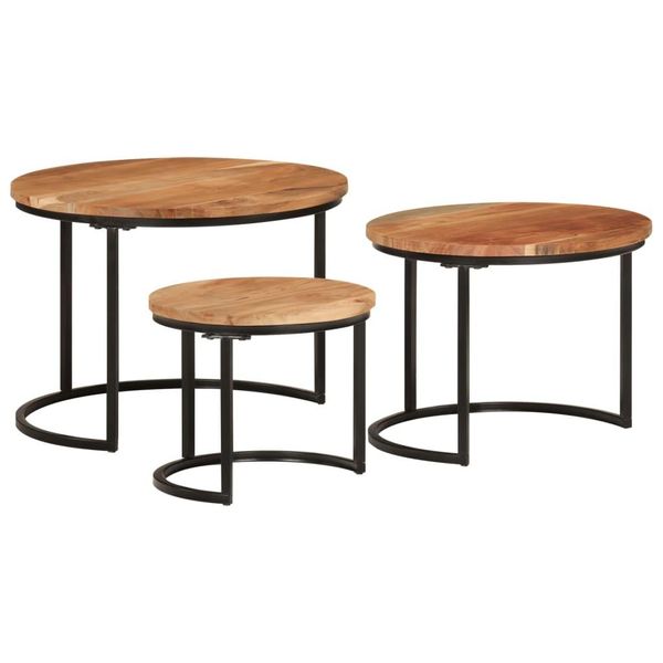 Syfax™ Tavolini A Incastro 3 Pz In Legno Massello Di Acacia-image