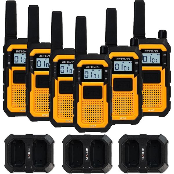 Retevis RB648 Walkie-Talkie Ad Alte Prestazioni, Radio Impermeabile IP67, Antiurto, 2000 Mah, USB-C, Walkie-Talkie Professionale Per Adulti In Cantiere, Trasporto (6 Pezzi)-image
