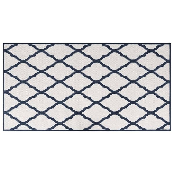 Vidaxl Tappeto Per Esterni Blu Navy Bianco 80X150 Cm Utilizzabile Su Entrambi I Lati-image