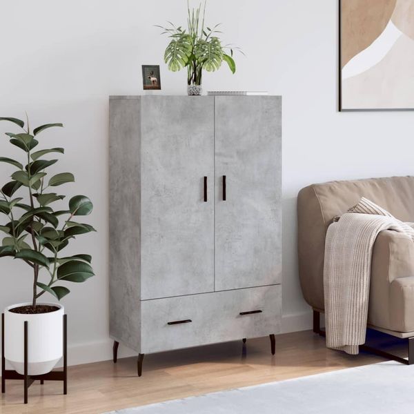 Maison Exclusive - Credenza Alta Grigio Cemento 69,5X31X115 Cm Materiale Ligneo-image