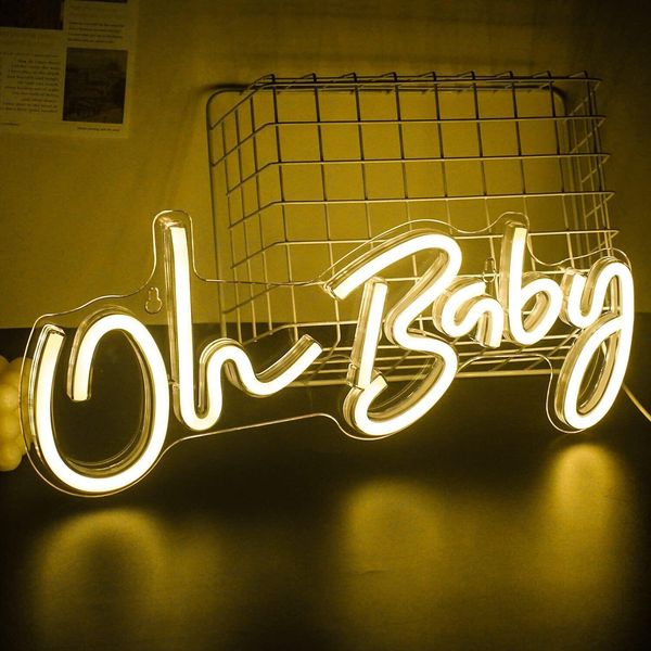 Oh Baby Luce Al Neon Luci Decorative Segno Al Neon Segno Al Neon, Led Segno Al Neon Decorazione Della Parete Per Sala Giochi Camera Da Letto Parete Bar Matrimonio Festa Regali Decorazione-image