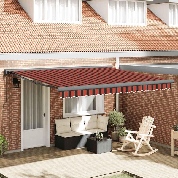 Vidaxl Tenda Da Sole Retrattile Arancione E Marrone 4X3 M Tessuto E Alluminio-image