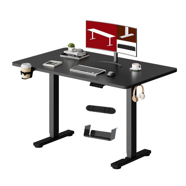 Sanodesk QS1 Scrivania Regolabile In Altezza Elettricamente 4 Funzioni Di Memoria Protezione Anticollisione Capacità Di Carico 70 Kg Ganci Gestione Dei Cavi 110X54 Cm (Nero)-image