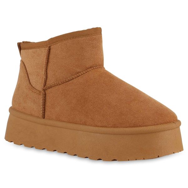 Van Hill Stivali Invernali Foderati Caldi Da Donna Scarpe Con Suola Profilata 840874, Colore: Marrone Chiaro, Taglia: 36-image