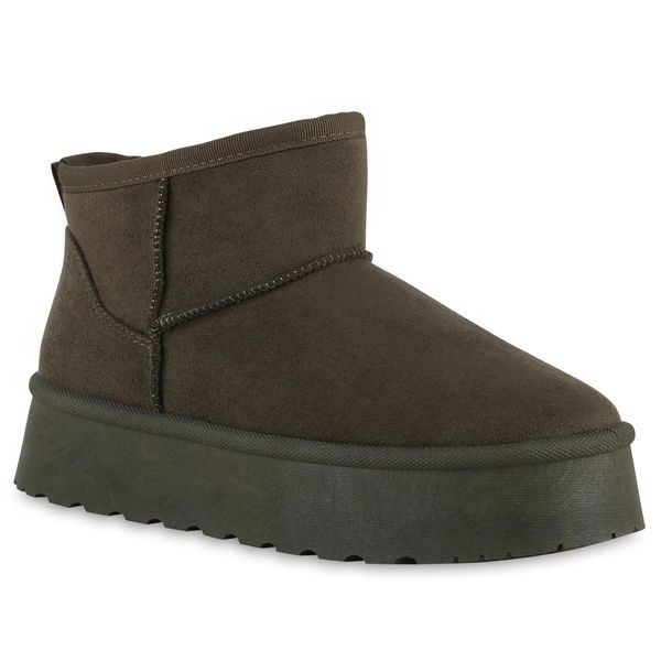 Van Hill Stivali Invernali Foderati Caldi Da Donna Scarpe Con Suola Profilata 840874, Colore: Verde Oliva, Taglia: 36-image
