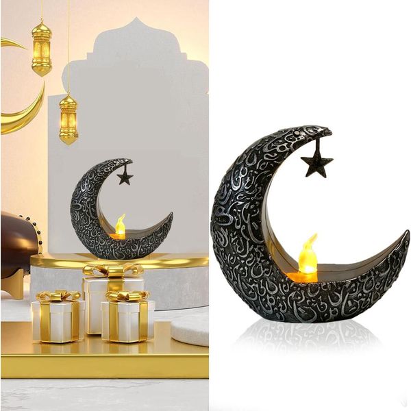 Ramadan Decorazione Luna A Lume Di Candela Eid Mubarak Decorazione A Led Luci Da Tè Islam Musulmano Candele A Led Decorazione Da Tavolo Della Camera Da Letto-image