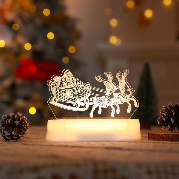 3D Christmas Night Light Led Illusion Lamp Warm White Battery Operated Night Lights Con Telecomando Lampada Da Comodino Party Christmas Decoration-image