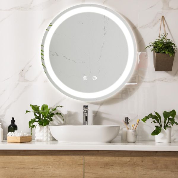 Specchio Da Bagno A Led 'Maratea' Ø80Cm 3 Colori Di Luce Touch E Antiappannamento Argento-image
