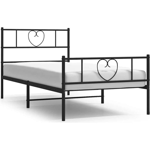 Vidaxl Struttura Letto Con Testiera E Pediera In Metallo Nero 100X190 Cm-image