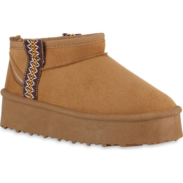 Van Hill Donna Stivali Invernali Foderati Caldi Stivaletti Scarpe Comode 840911, Colore: Marrone Chiaro, Taglia: 37-image