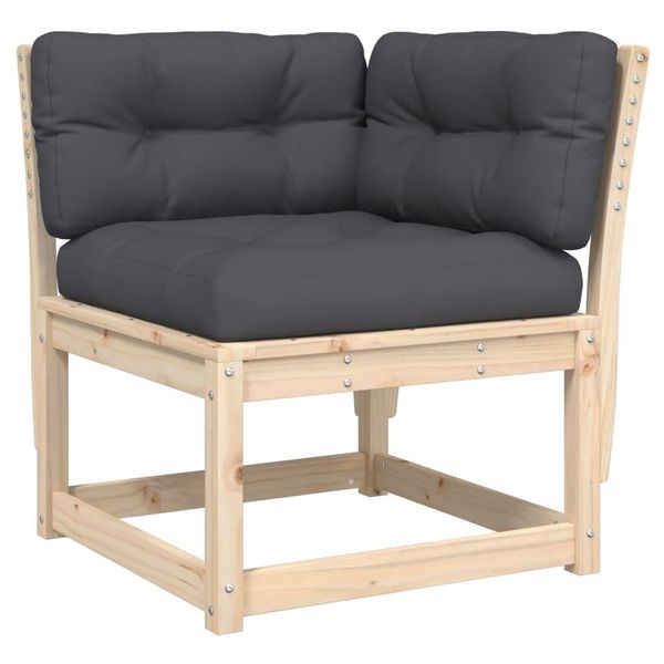 Vidaxl Divano Da Giardino Angolare Con Cuscini 73X73X78 Cm In Legno Di Pino Massiccio-image