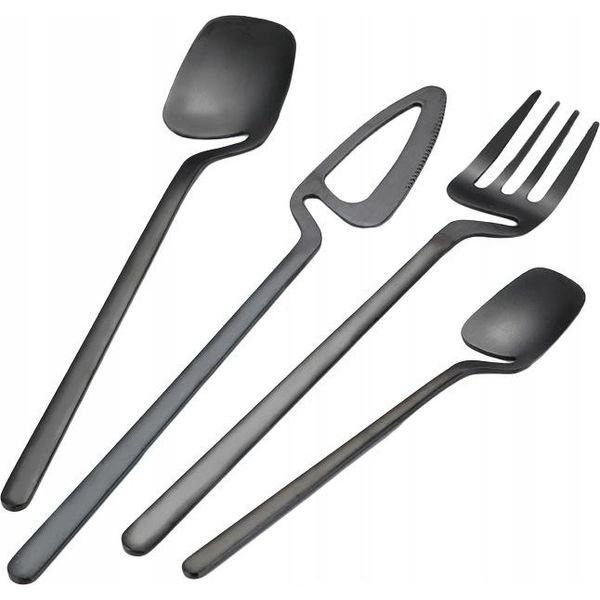 Set Di Posate In Acciaio Inox Moderno 32 Pezzi Matte Set Nero-image