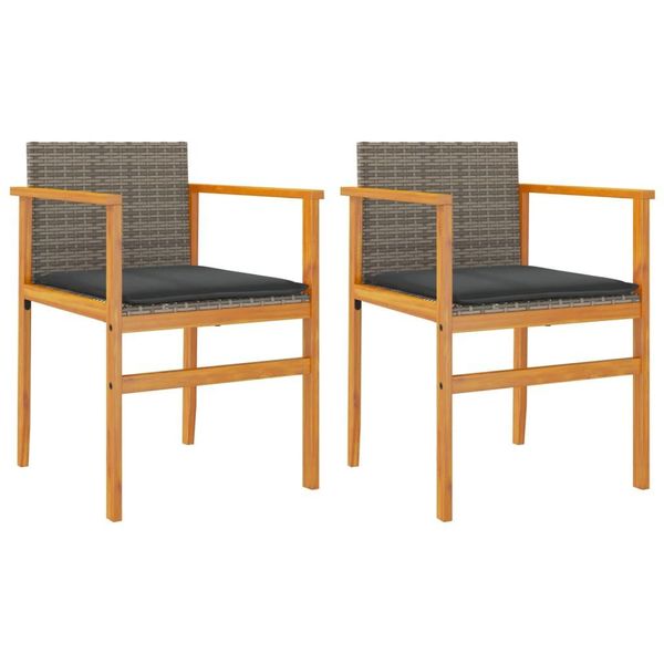 Vidaxl Sedie Da Giardino Con Cuscini 2 Pz. Legno Massiccio In Poly Rattan Grigio-image