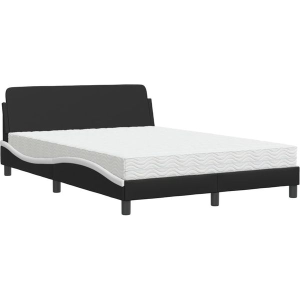 Vidaxl Letto Con Materasso "Dover"" Bianco E Nero 140X200 Cm In Pelle Finta"-image