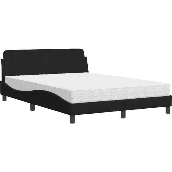 Vidaxl Letto Con Materasso "Dover"" Nero 120X200 Cm In Tessuto"-image