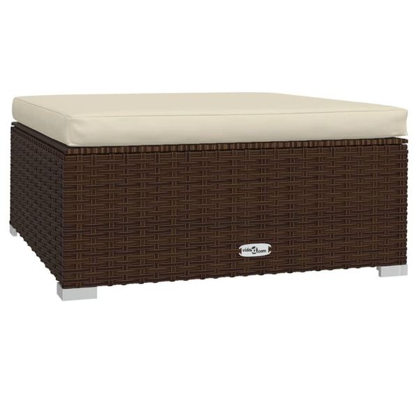 Syfax™ Poggiapiedi Da Giardino Cuscino Marrone 70X70X30 Cm Polyrattan-image