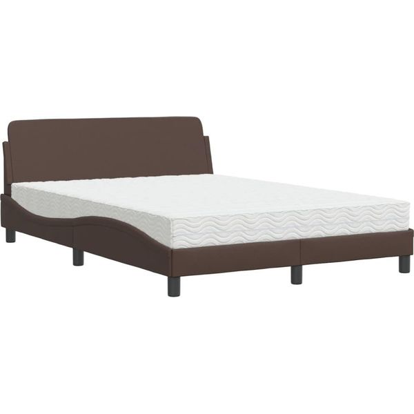 Vidaxl Letto Con Materasso "Dover"" Marrone 120X200 Cm In Pelle Finta"-image