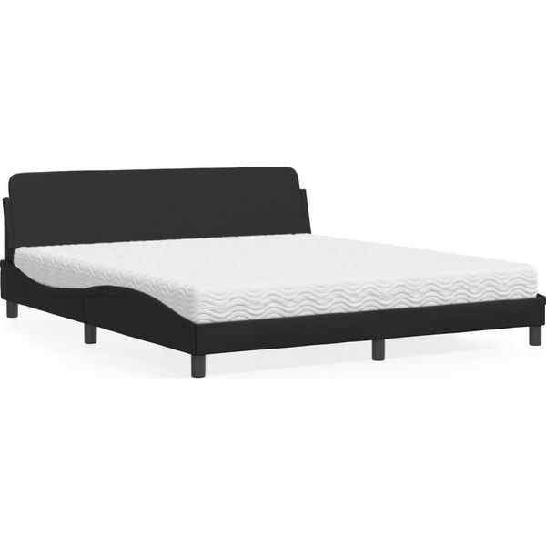 Vidaxl Letto Con Materasso "Dover"" Nero 180X200 Cm In Pelle Finta"-image