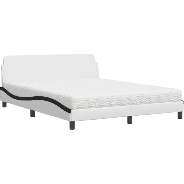 Vidaxl Letto Con Materasso "Dover"" Bianco E Nero 160X200 Cm In Pelle Finta"-image