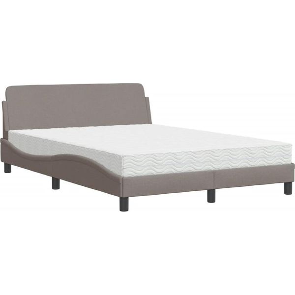 Vidaxl Letto Con Materasso "Dover"" Taupe 120X200 Cm In Tessuto"-image