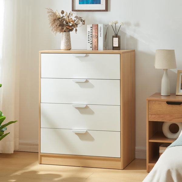 Cassettiera 'Varkaus' Con 4 Cassetti 90 X 70 X 40 Cm Look Rovere / Bianco-image