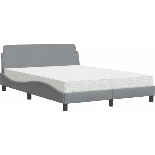 Vidaxl Letto Con Materasso "Dover"" Grigio Chiaro 140X190 Cm Tessuto"-image