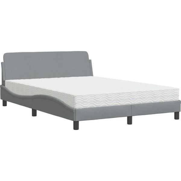 Vidaxl Letto Con Materasso "Dover"" Grigio Chiaro 140X200 Cm Tessuto"-image