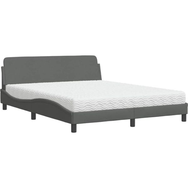 Vidaxl Letto Con Materasso "Dover"" Grigio Scuro 160X200 Cm Tessuto"-image