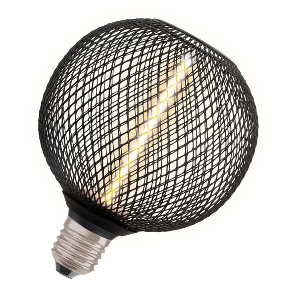 Osram Decor Led Globe In Vetro Trasparente Nero Senza Piombo Con Filamento Di Paglia 3,5W, Confortevole Bianco Caldo 818, 110Lm/1800K, Con Attacco A Vite E27, Dimmerabile, Diametro 125 Mm.-image