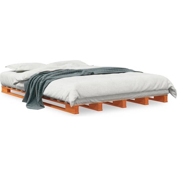 Vidaxl Pallet Letto Marrone Cera 140X200 Cm In Legno Di Pino Massiccio-image