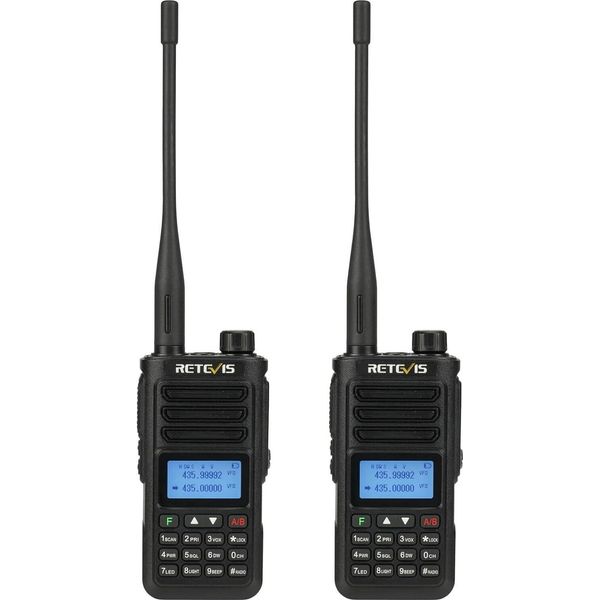 Radio Amatoriale Retevis RA89, Alta Potenza, Impermeabile IP68, Doppia Banda, Vfo, Batteria Da 2500 Mah, Walkie-Talkie Ricaricabile Di Tipo C (2 Pezzi, Nero)-image