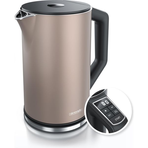 Bollitore Arendo, 1,5 L, 2200 W, Acciaio Inox, Doppia Parete, Impostazione Temperatura 40° - 100 °C Con Display, Beige-image