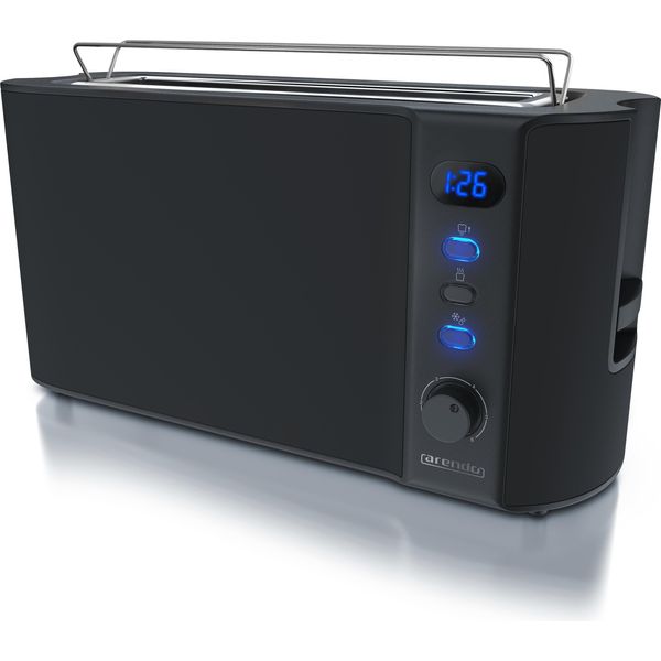 Tostapane Arendo, 1 Fessura Lunga, Per 2 Fette, 1000 W, Fessura Lunga, Attacco Per Panini, Involucro Termoisolante, Display, Nero-image