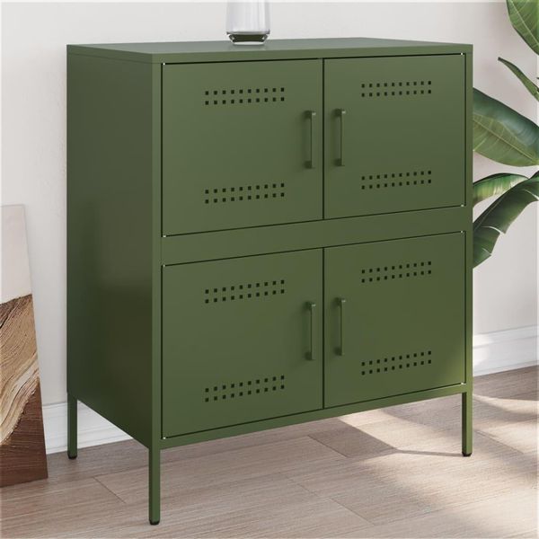 Maison Exclusive - Credenza Verde Oliva 68X39X79 Cm Acciaio-image