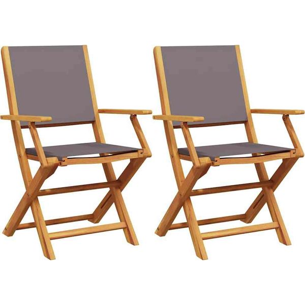 Vidaxl Sedie Da Giardino 2 Pz. Legno Massiccio Di Acacia Antracite E Tessuto-image
