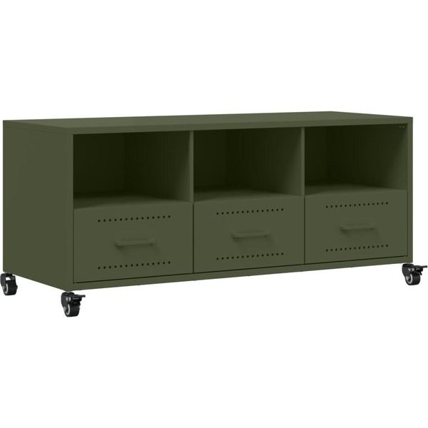 Mobile Tv Verde Oliva 100,5X39X43,5 Cm Acciaio Laminato A Freddo-image