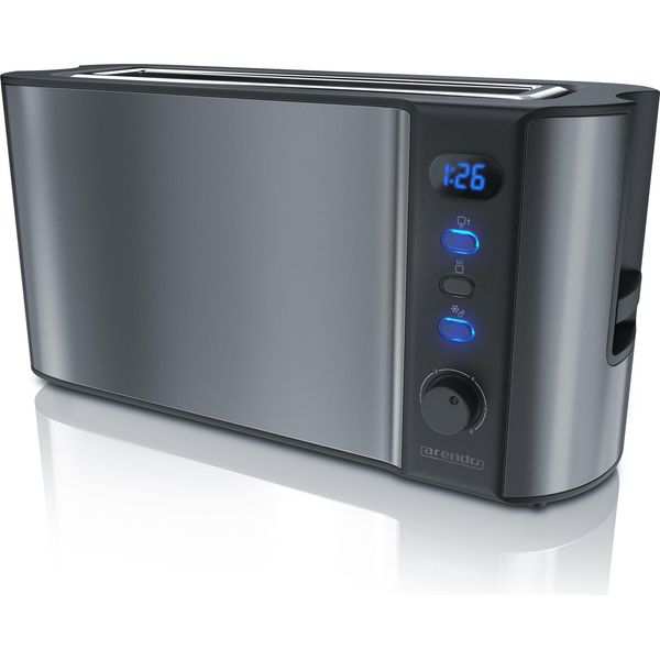 Tostapane Arendo, 1 Fessura Lunga, Per 2 Fette, 1000 W, Fessura Lunga, Attacco Per Panini, Involucro Termoisolante, Display, Grigio-image